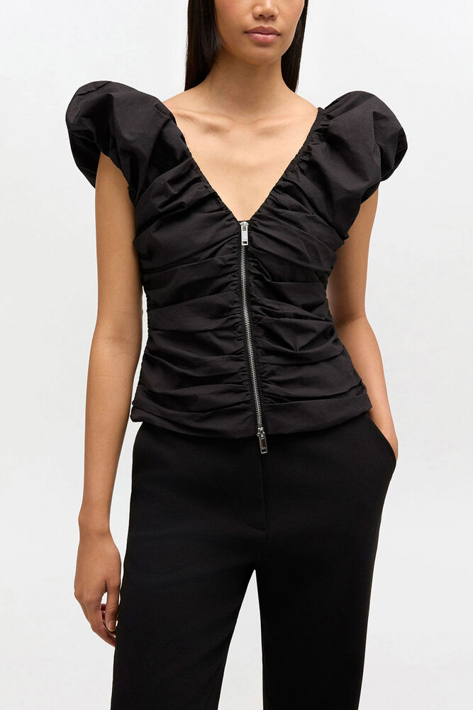 Black Ruched Top, Black