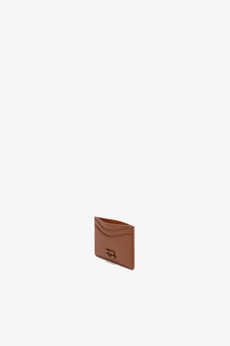 Bou Card Holder in Brown, Recycled Leather, in colour Sorrel Horse - 3 - GANNI
