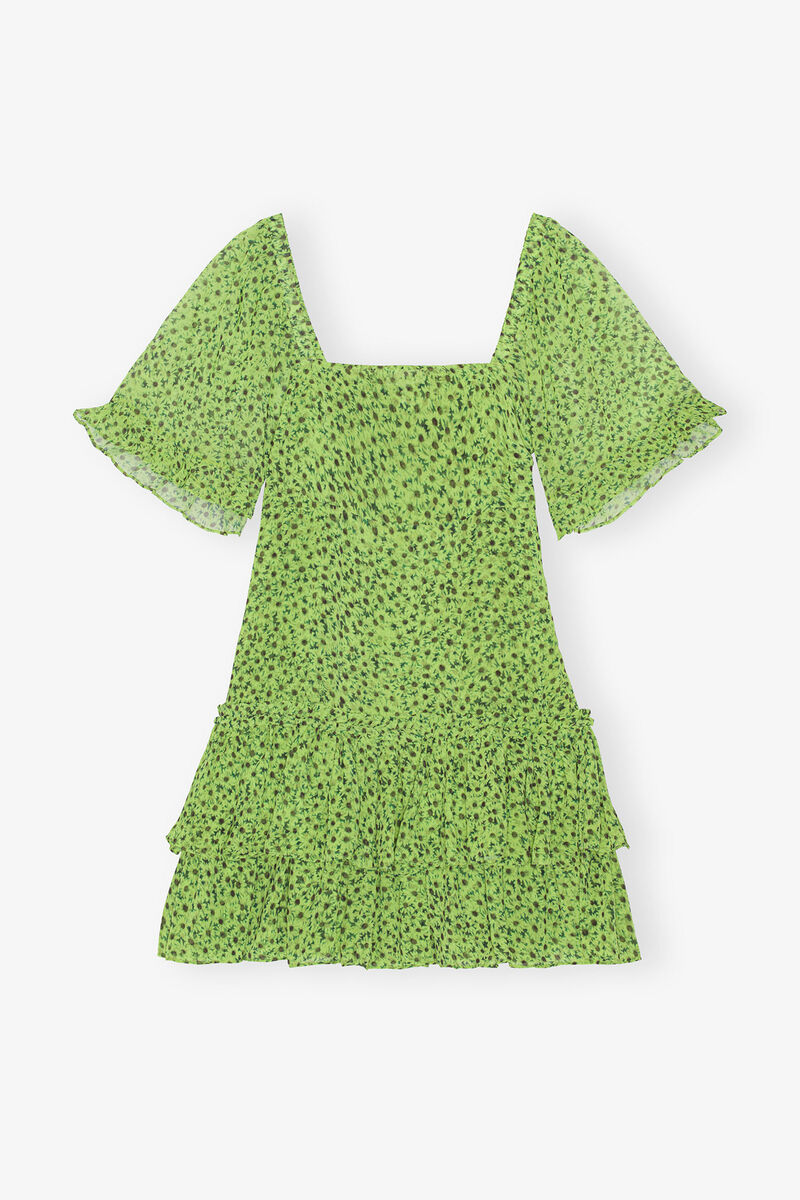 Chiffon Mini Dress, Recycled Polyester, in colour Tender Shoots - 2 - GANNI