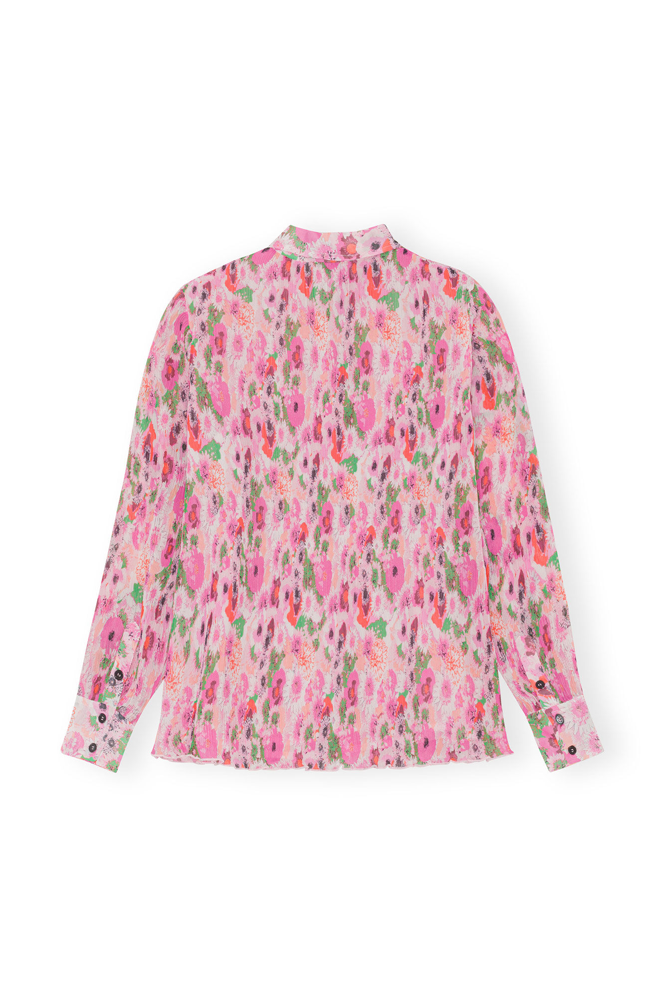 Blus i plisserat georgettetyg, Recycled Polyester, in colour Sugar Plum - 2 - GANNI