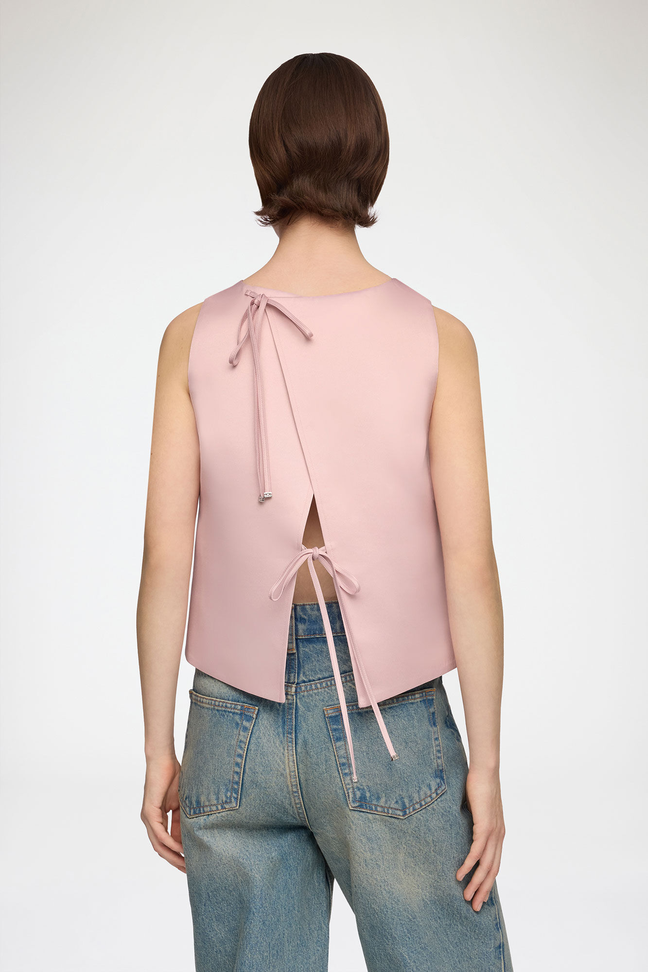 Top in Pink Satin, Recycled Polyester, in colour Potpourri - 3 - GANNI