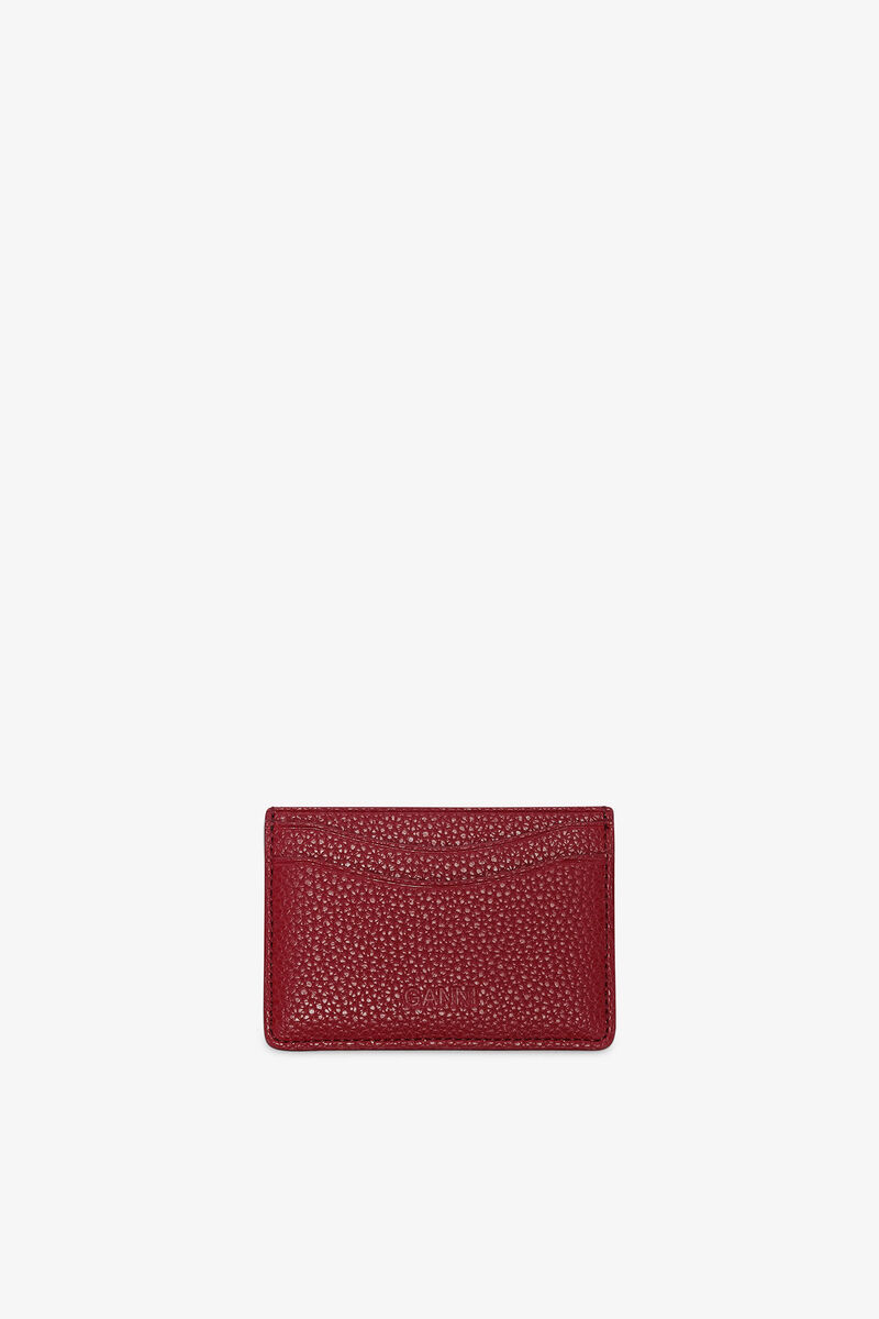 Bou Card Holder in Grained Red, in colour Red Dahlia - 2 - GANNI