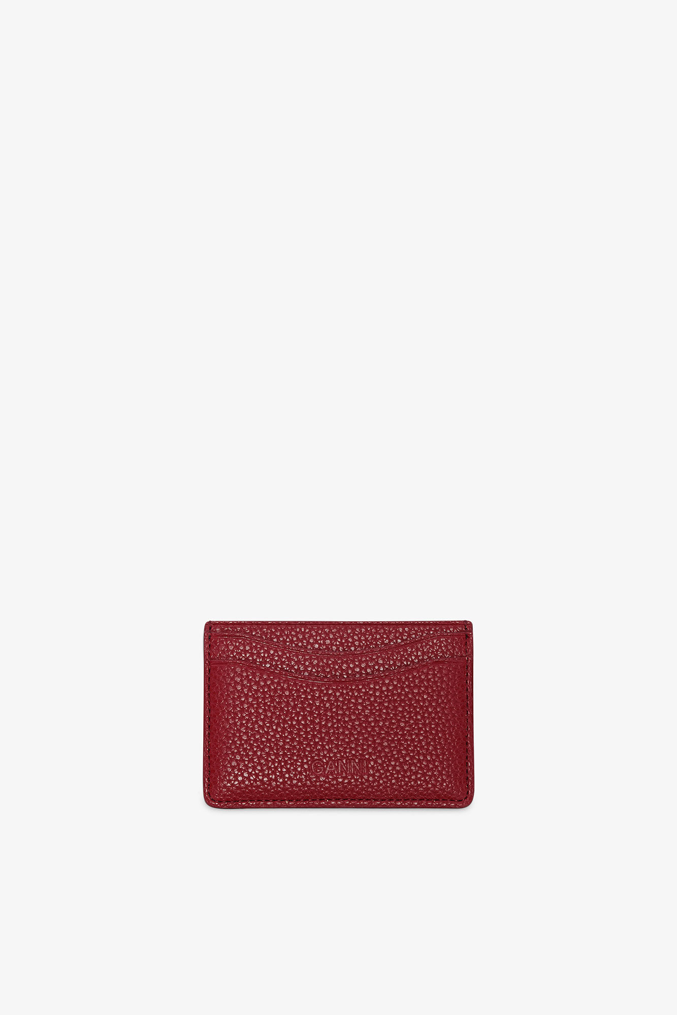 Bou Card Holder in Grained Red, in colour Red Dahlia - 2 - GANNI