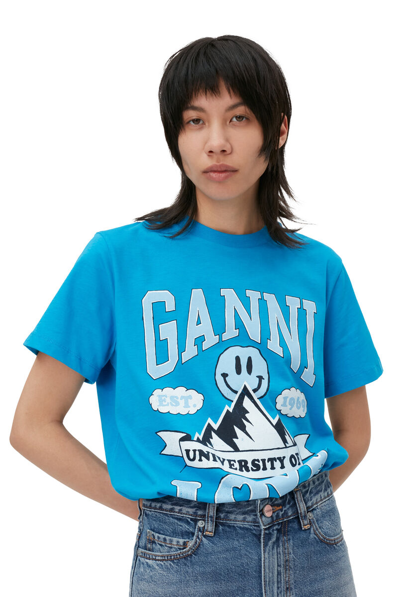 Mountain University Of Love T-shirt, Cotton, in colour Cloisonne - 1 - GANNI