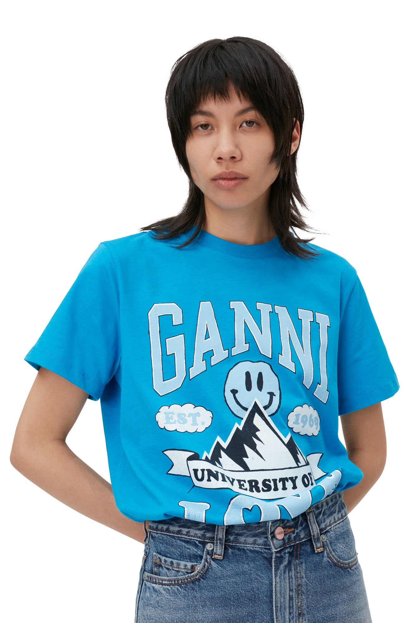 Mountain University Of Love T-shirt, Cotton, in colour Cloisonne - 1 - GANNI