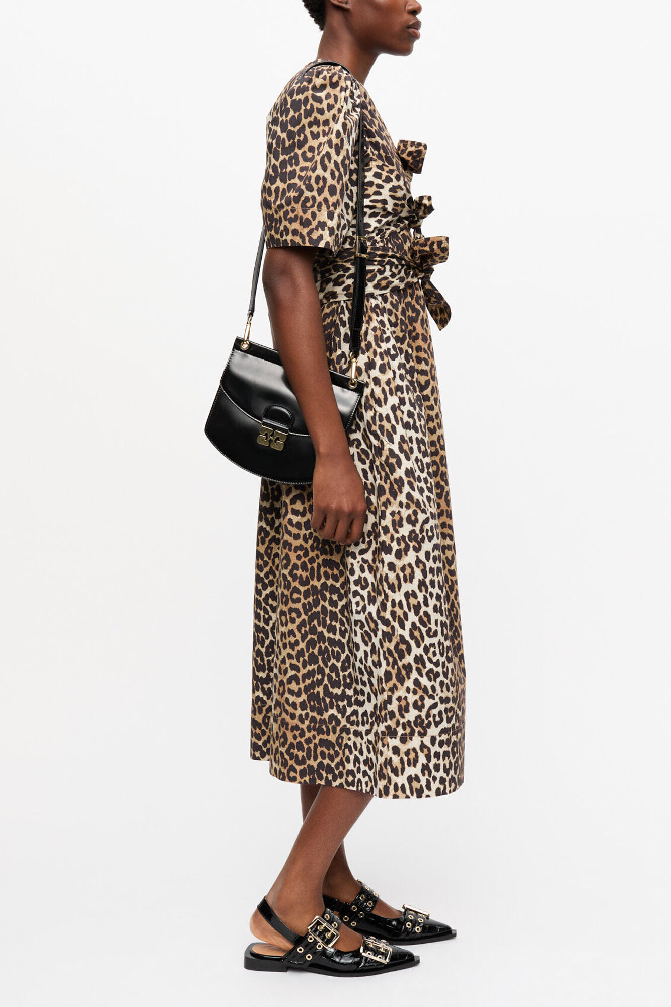 Leopard Printed Cotton Dress, Organic Cotton, in colour Leopard - 4 - GANNI