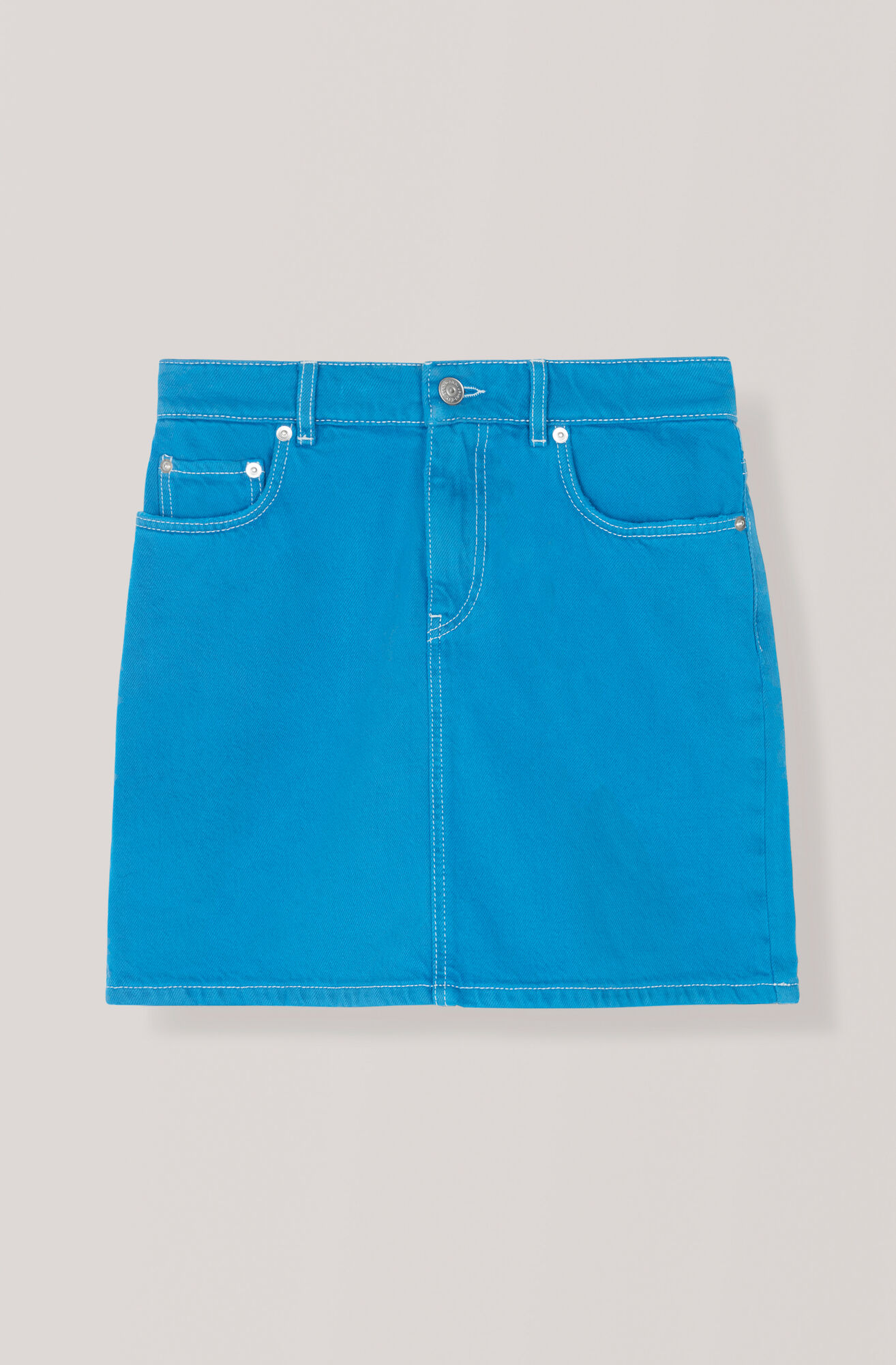 Washed Denim Kjol, Lapis Blue Overdyed Washed Denim Kjol, Lapis Blue Overdyed, hi-res