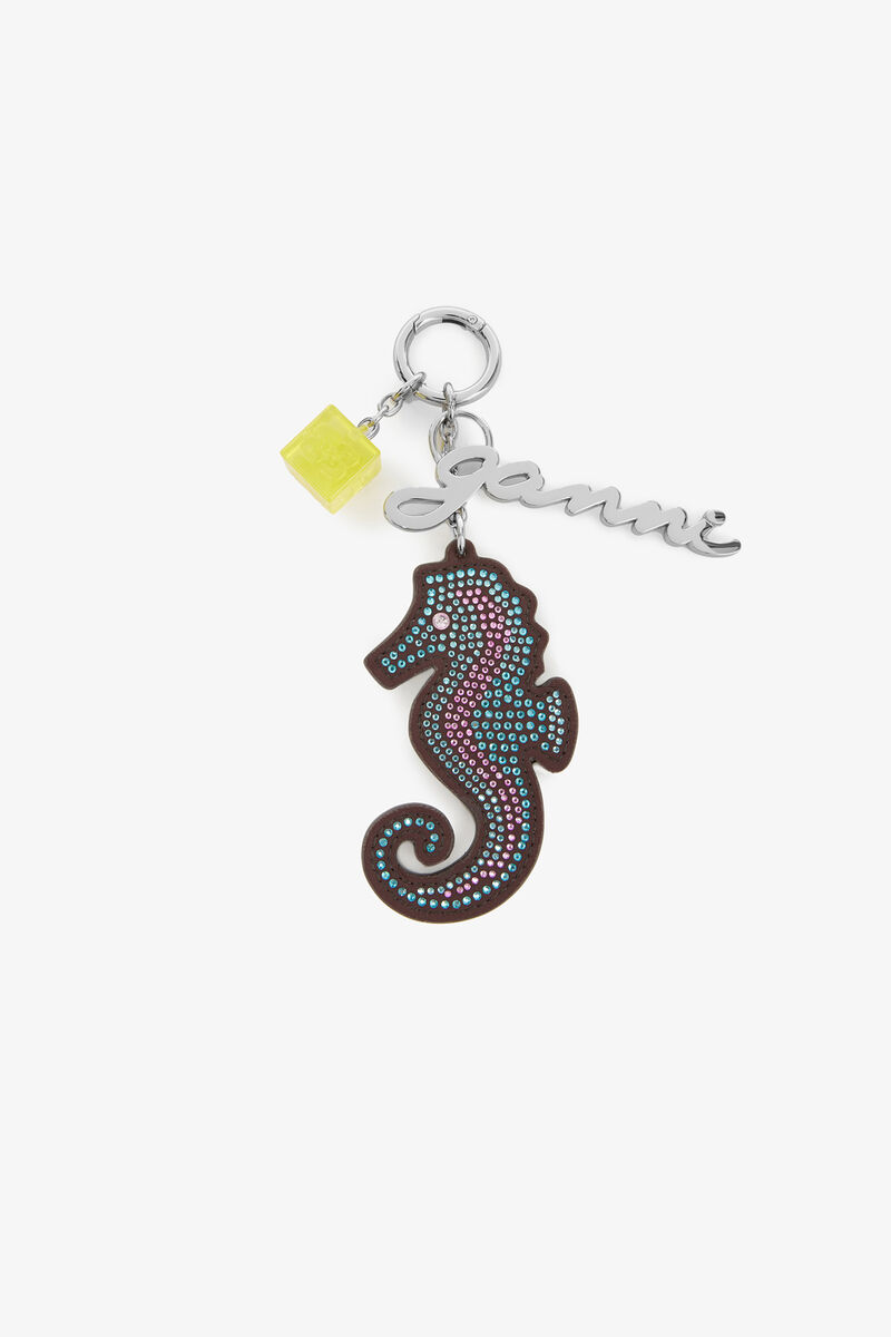Seahorse Charm, Recycled Leather, in colour Chicory Coffee - 1 - GANNI