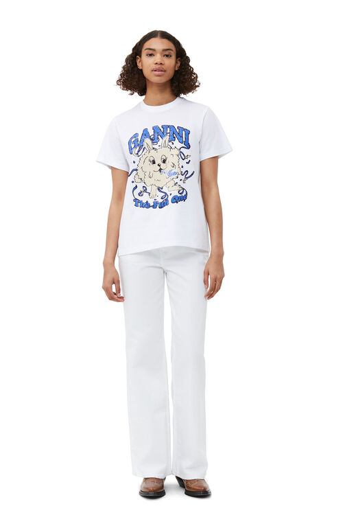 가니 반팔티 GANNI Relaxed Fun Bunny T-shirt,Bright White