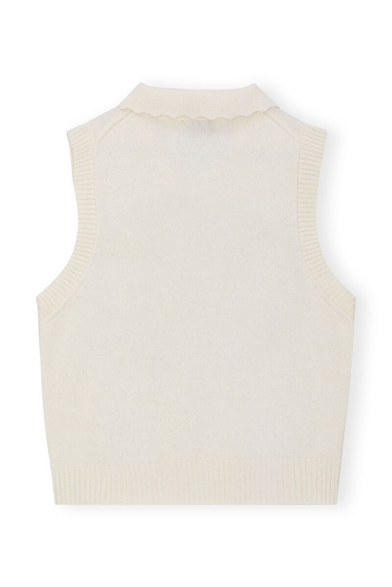 Re-cut White Graphic Vest, Recycled Polyamide, in colour Egret - 2 - GANNI