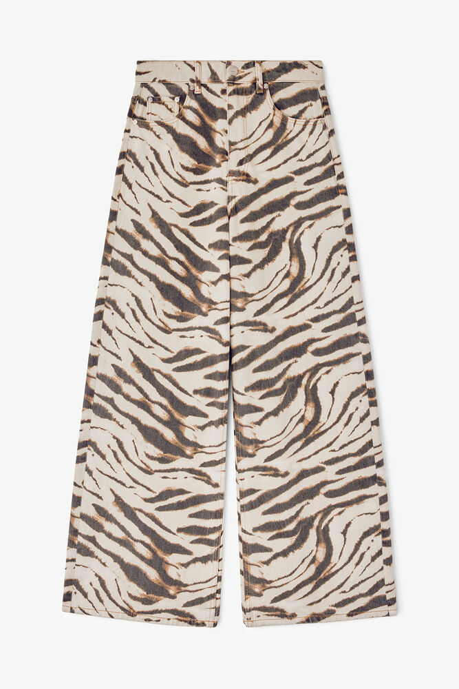 Lari Wide Jeans in Zebra Denim, Egret