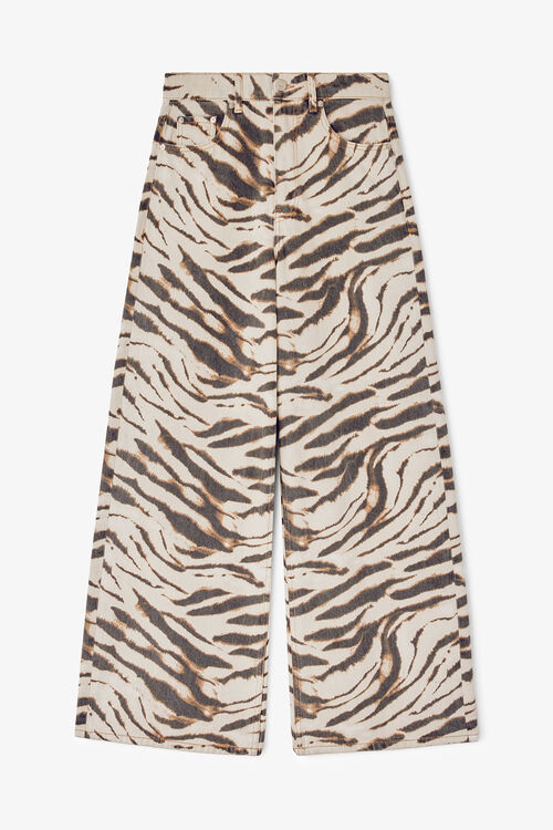 Lari Wide Jeans in Zebra Denim, Egret