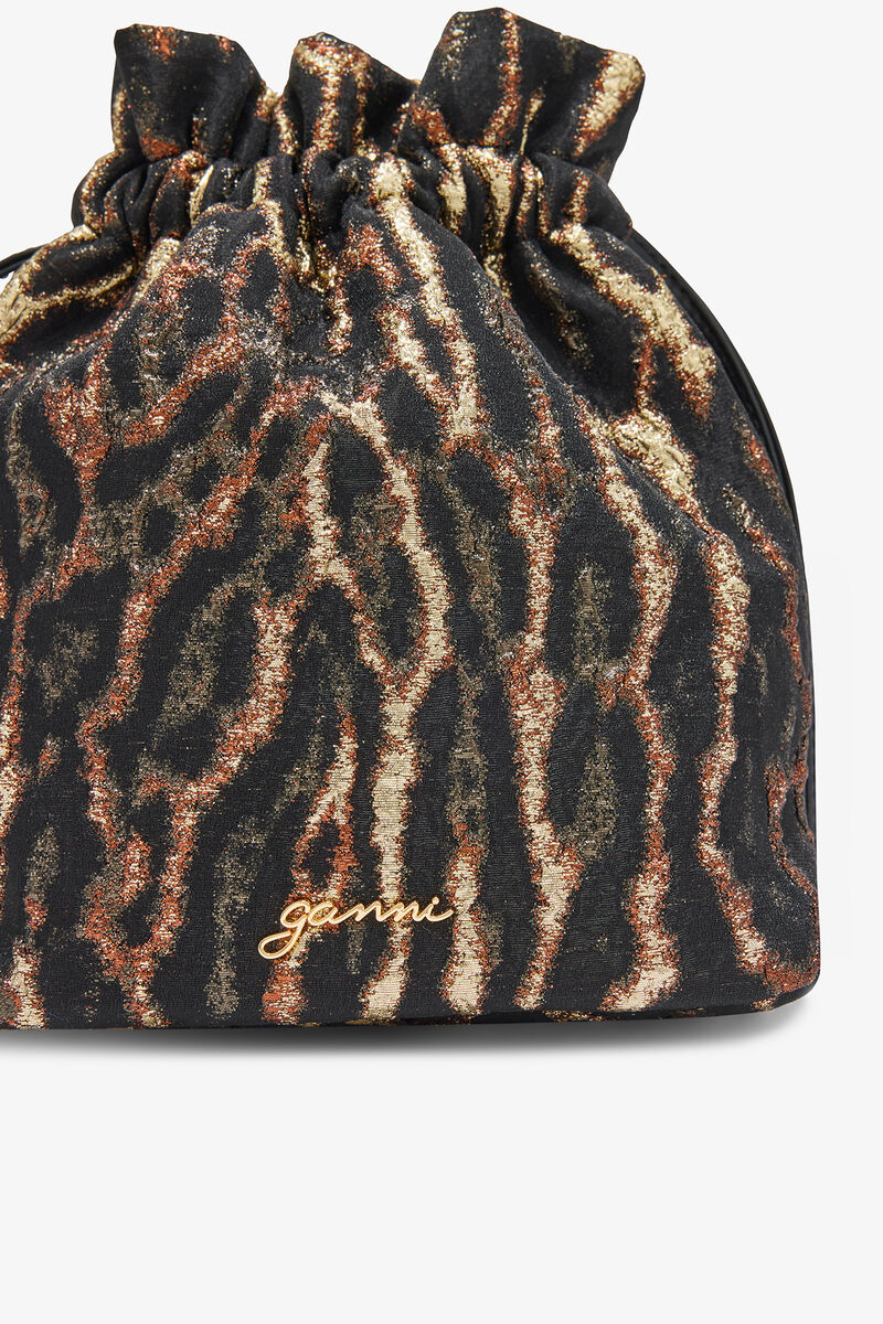 Bou-Beuteltasche in Metallic-Optik aus Cloqu&eacute;, Recycled Polyester, in colour Antique Bronze - 3 - GANNI