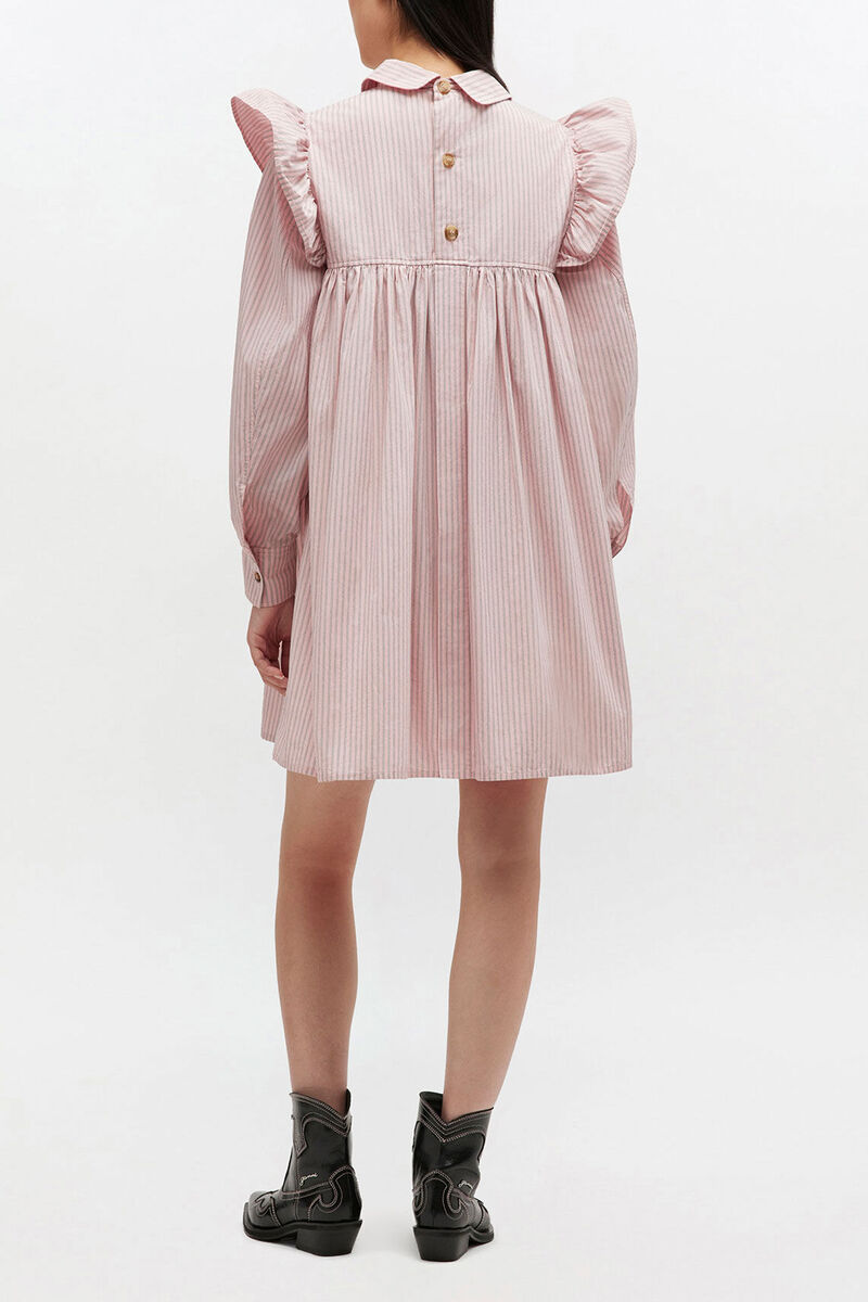 Pink Mini Shirt Dress, Organic Cotton, in colour Chalk Pink - 2 - GANNI