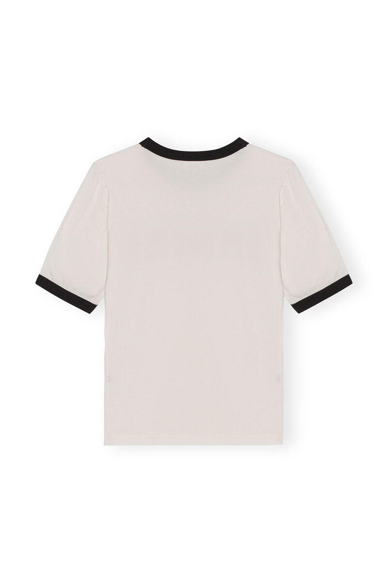 Tailliertes GANNI-T-Shirt, Elastane, in colour Egret - 2 - GANNI
