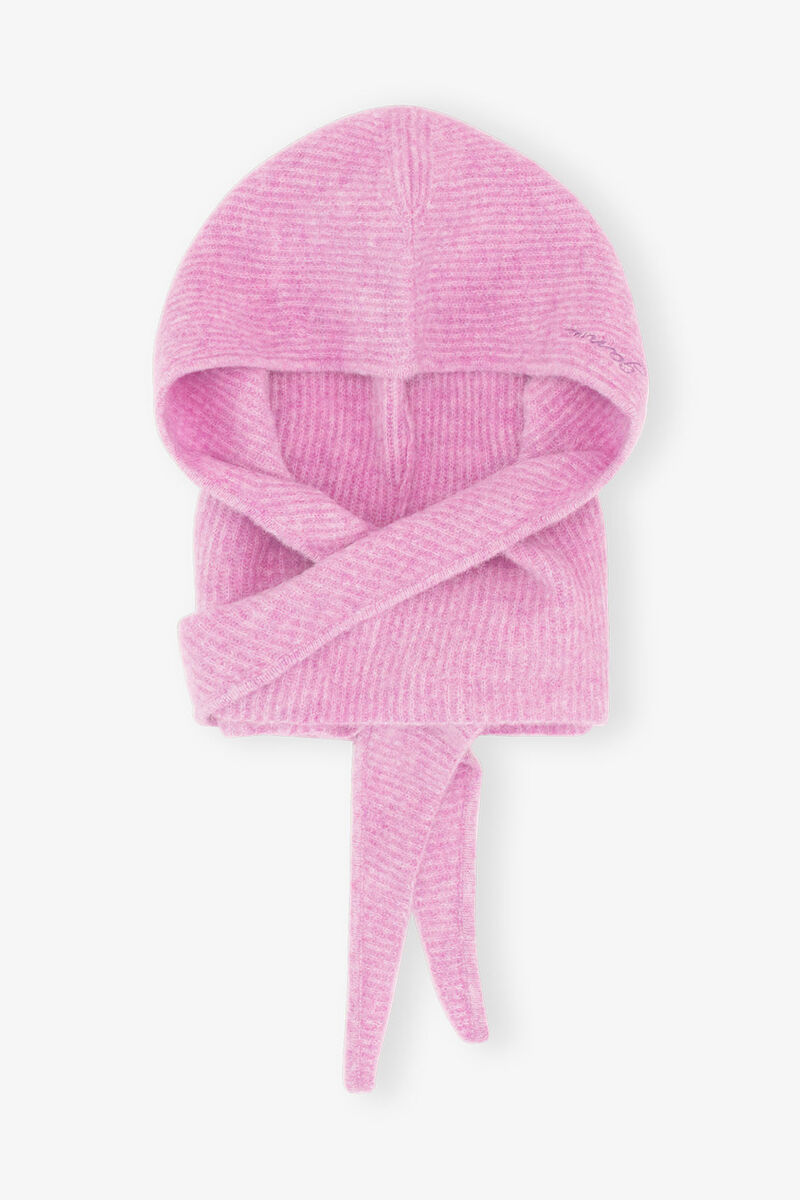 Pink Soft Wool Balaclava, Alpaca, in colour Corsage - 1 - GANNI