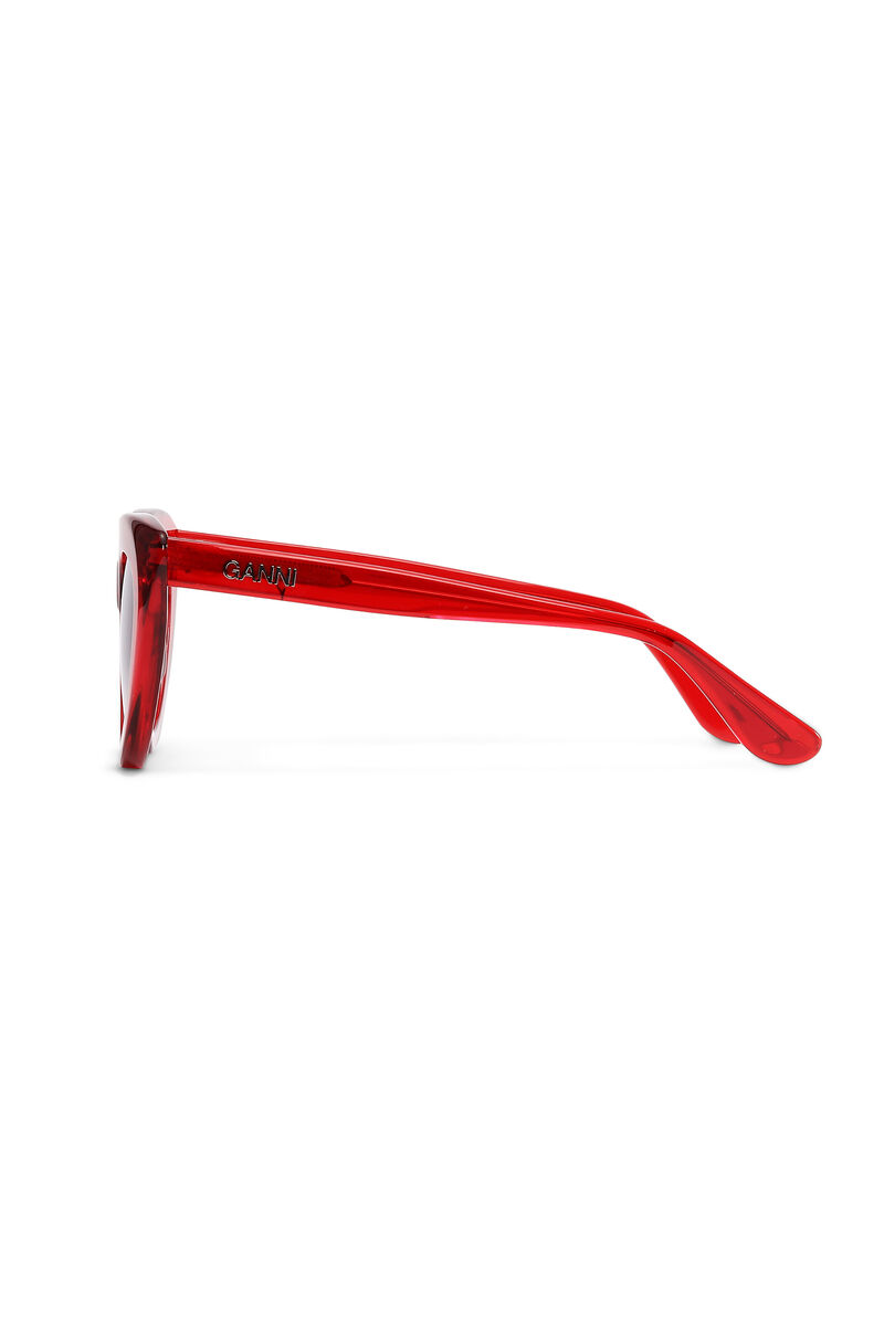 Cateye-solbriller med runde hjørner, Biodegradable Acetate, in colour High Risk Red - 2 - GANNI