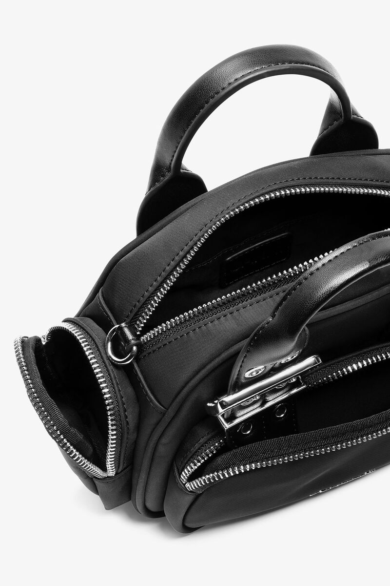 Black Mini Polochon Bag, Nylon, in colour Black - 4 - GANNI
