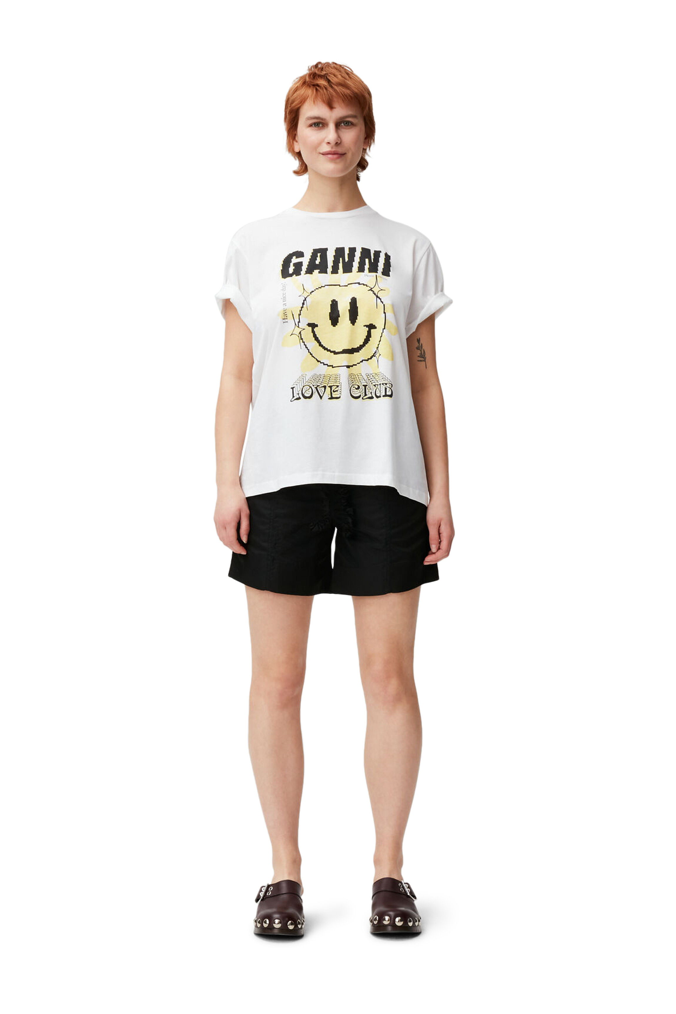 Femme Tops Tops Ganni T-shirt à imprimé University of Love Coton Ganni en coloris Jaune 