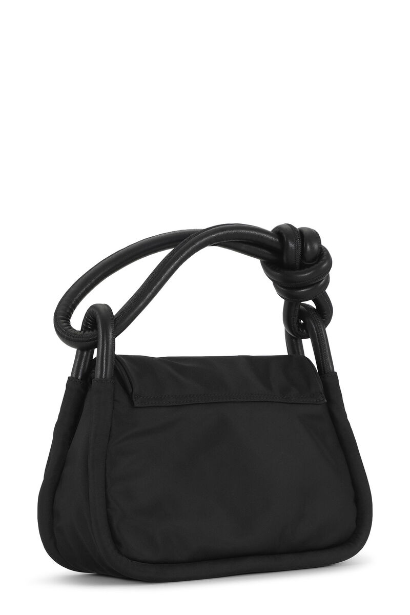 Knot Flap Over Bag, Recycled Leather, in colour Black - 2 - GANNI