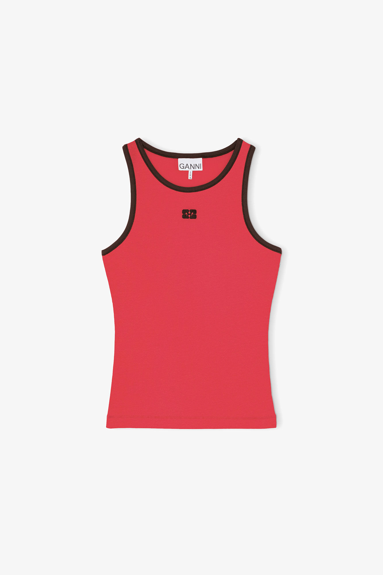 Tanktop in Rot, Organic Cotton, in colour High Risk Red - 1 - GANNI