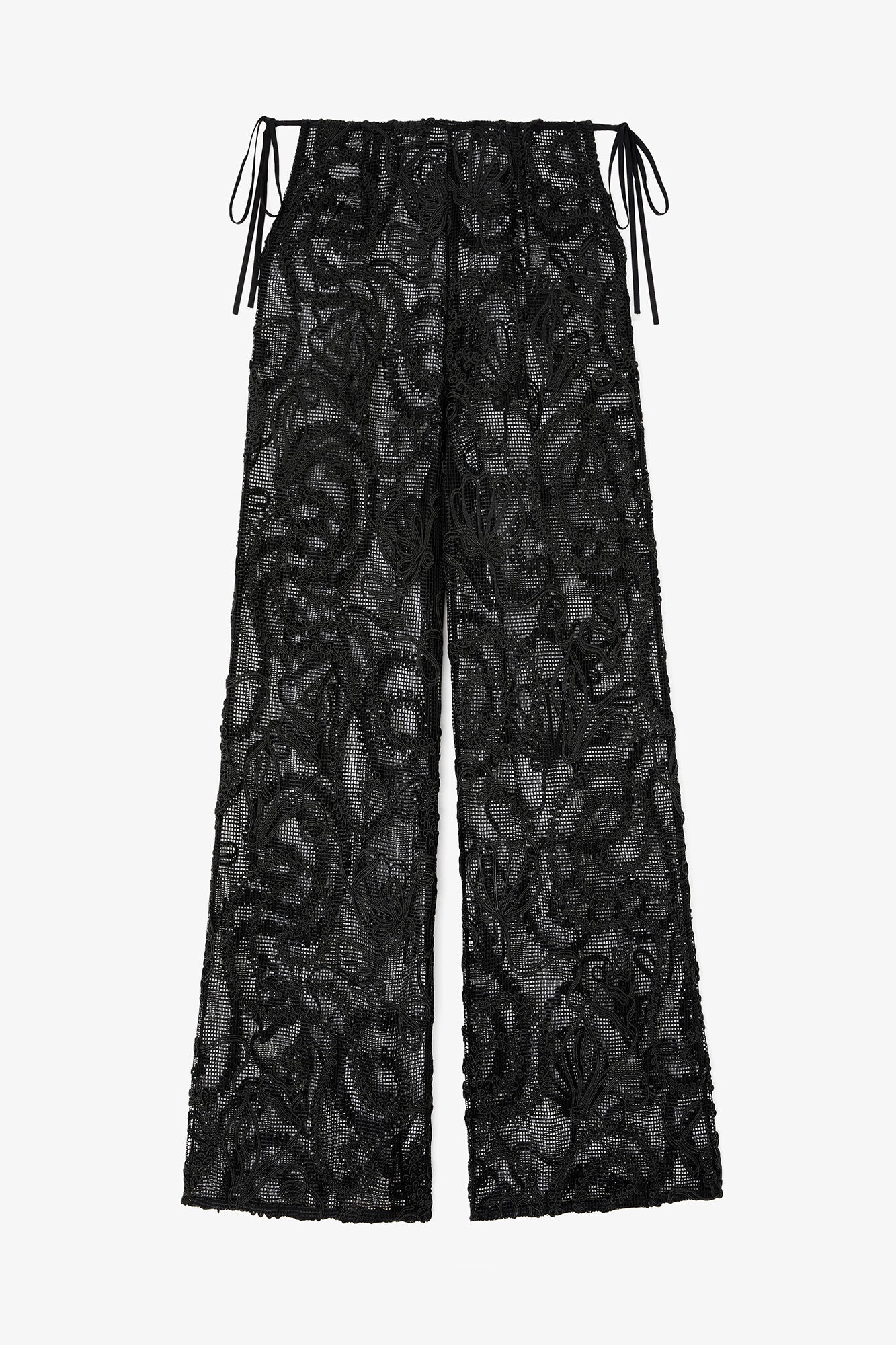 Bukser i sort net, Recycled Polyester, in colour Black - 1 - GANNI