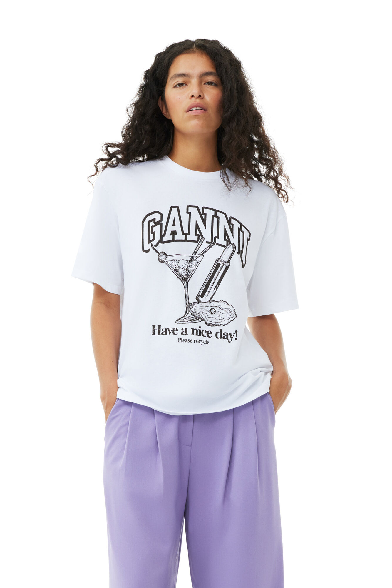 T-shirt Future White Relaxed Cocktail | GANNI FR