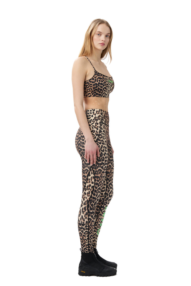 Active Ultra High Waist Tights, Recycled Nylon, in colour Leopard - 3 - GANNI