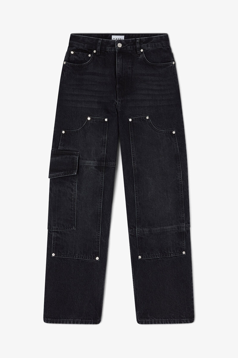 Schwarze Audri-Jeans, Organic Cotton, in colour Black Washed - 1 - GANNI