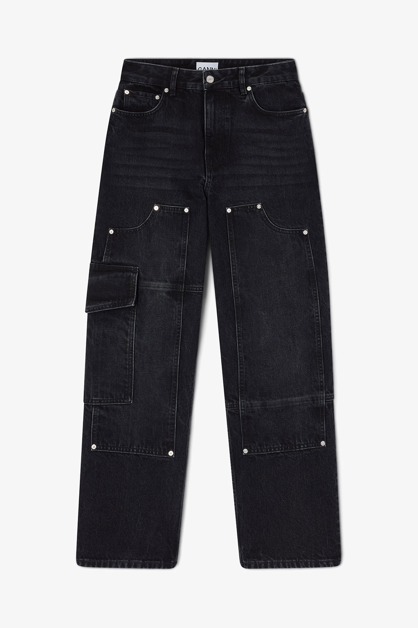 Schwarze Audri-Jeans, Organic Cotton, in colour Black Washed - 1 - GANNI