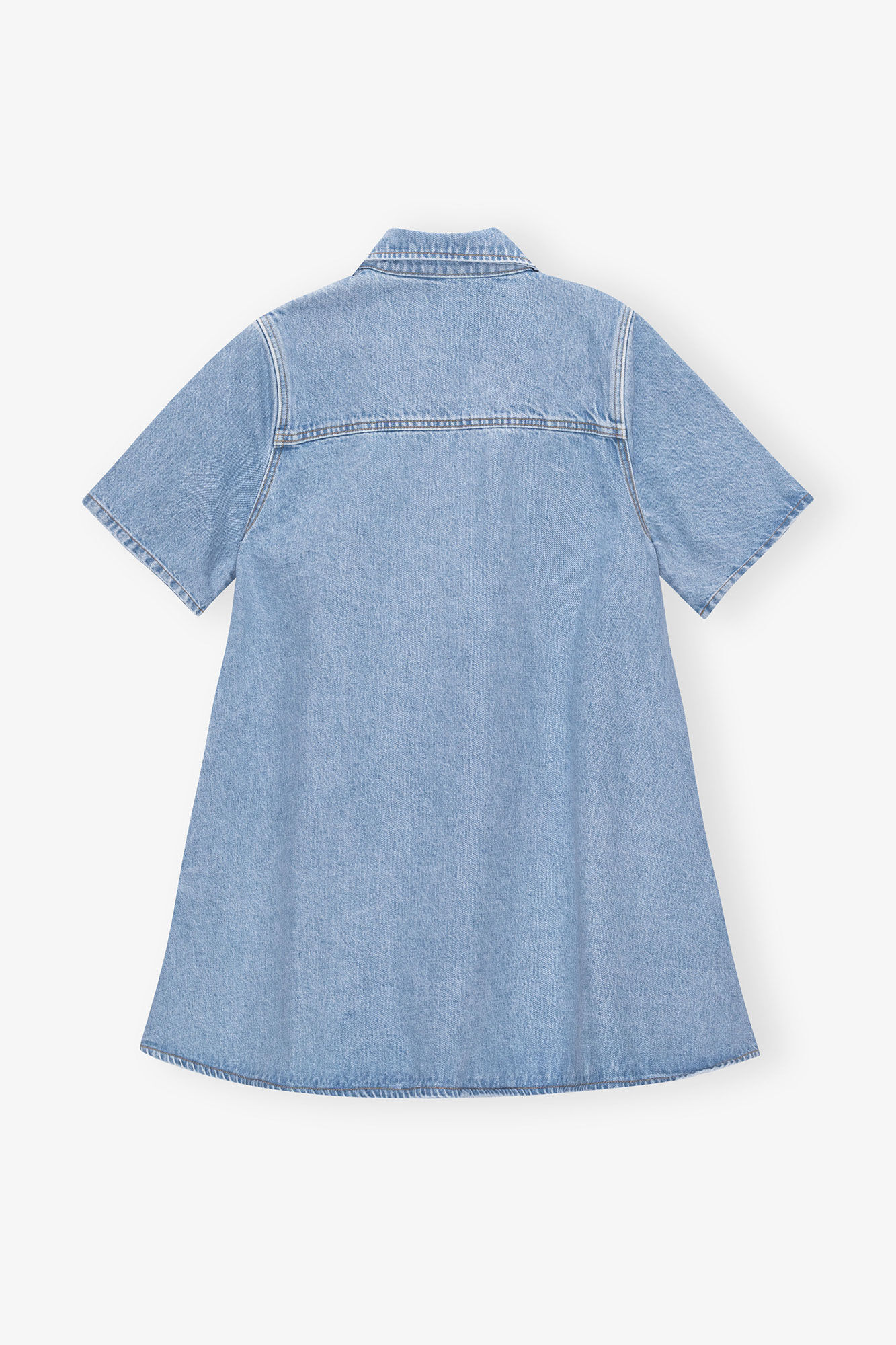 Light Blue Denim Mini Kleid, Cotton, in colour Mid Blue Vintage - 2 - GANNI