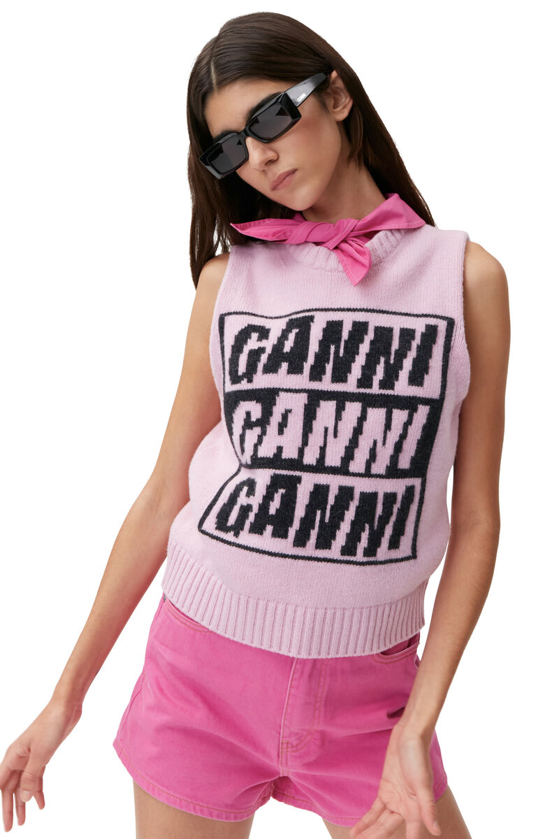 Logo-vest, Polyamide, in colour Winsome Orchid - 1 - GANNI