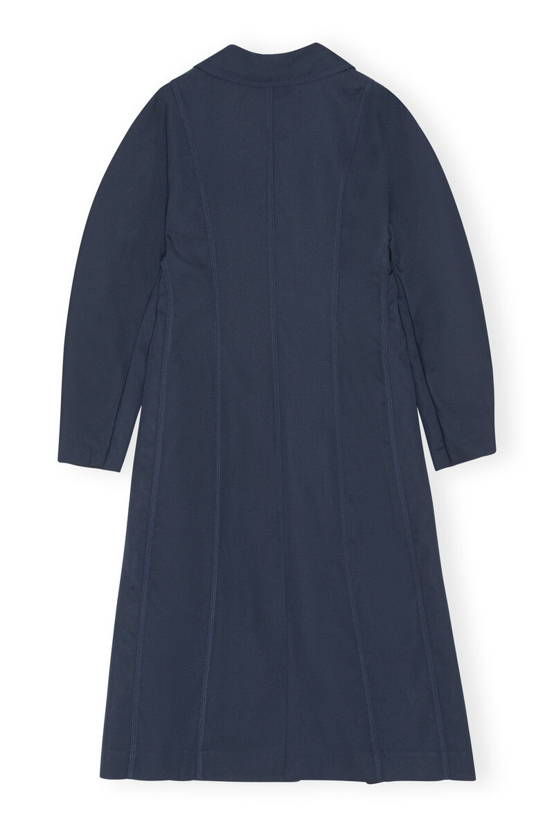 Twill Coat, Recycled Polyester, in colour Sky Captain - 2 - GANNI