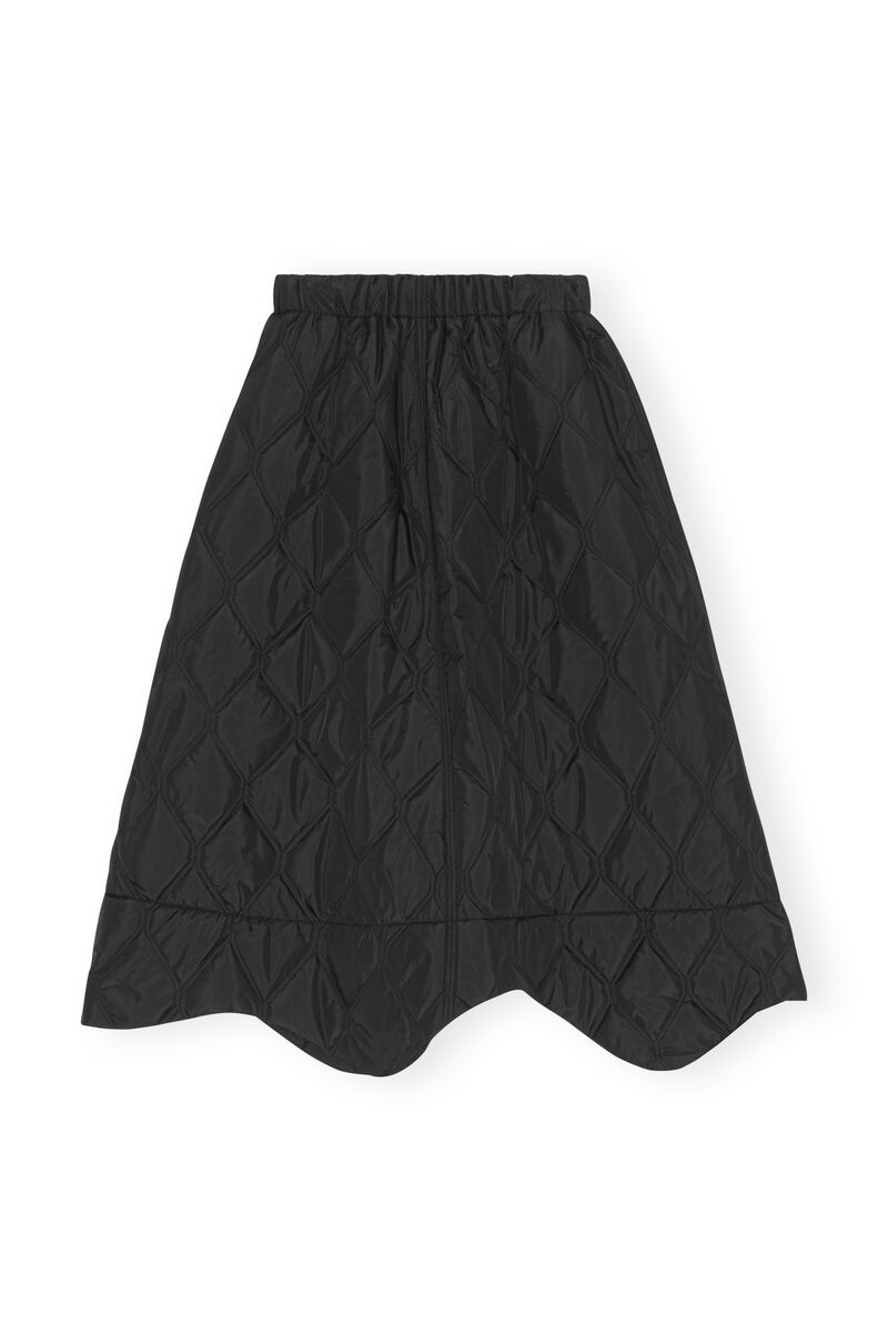 Jupe matelassée en ripstop, Recycled Polyester, in colour Black - 1 - GANNI