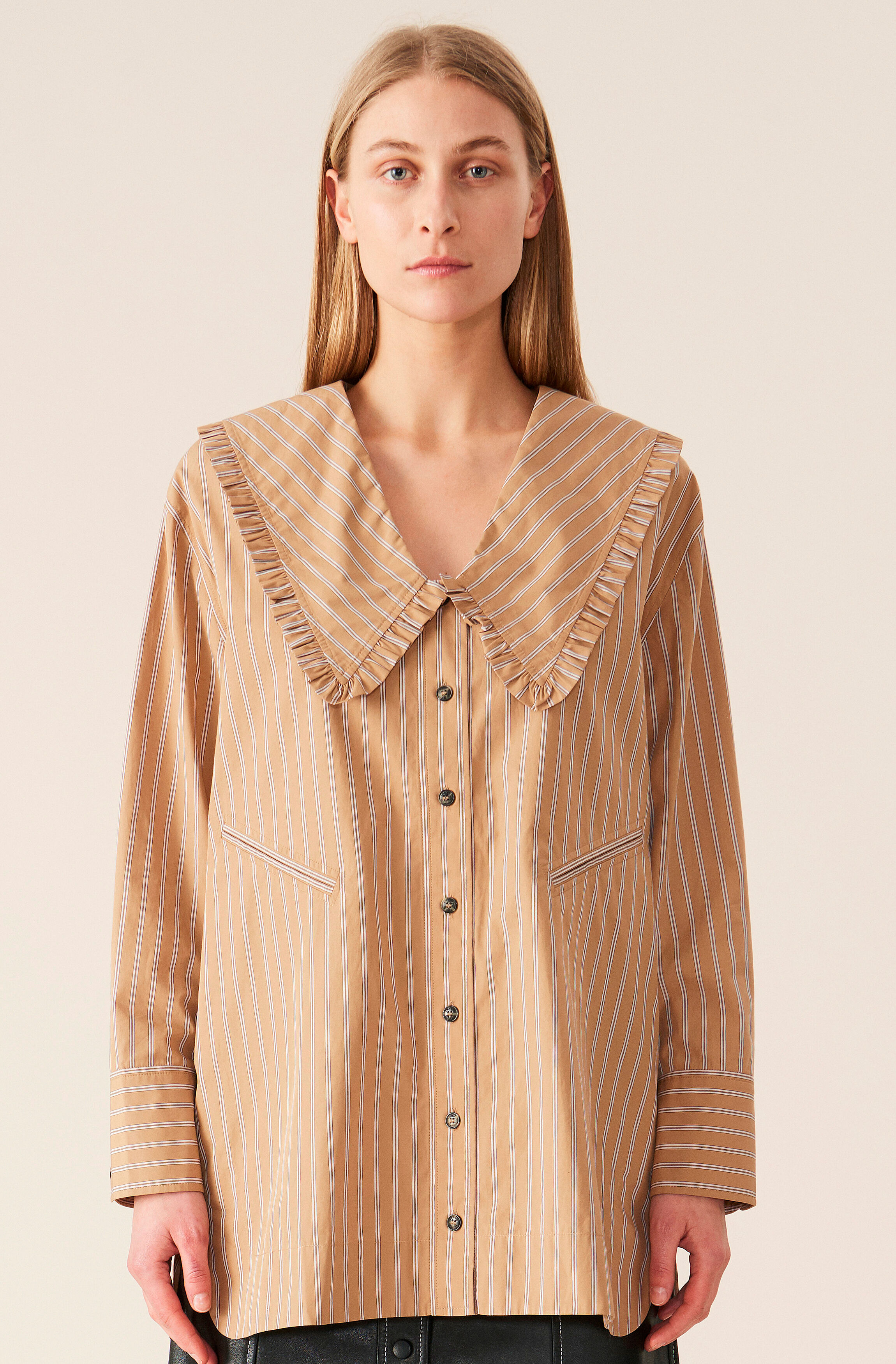 ganni stripe cotton oversized shirt