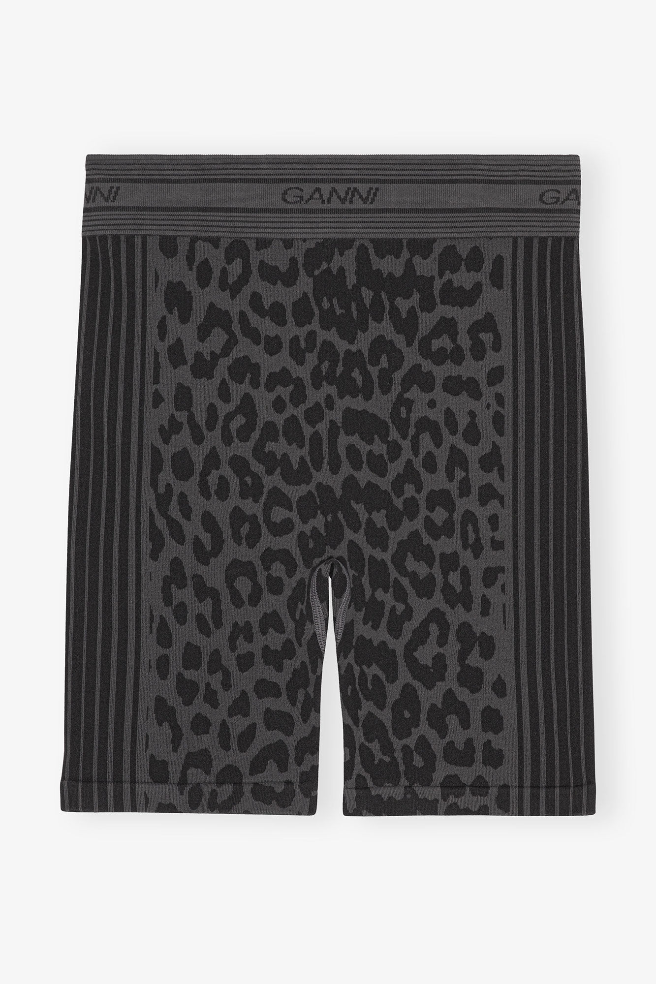 Sömlösa jacquard-shorts, Polyester, in colour Black - 1 - GANNI