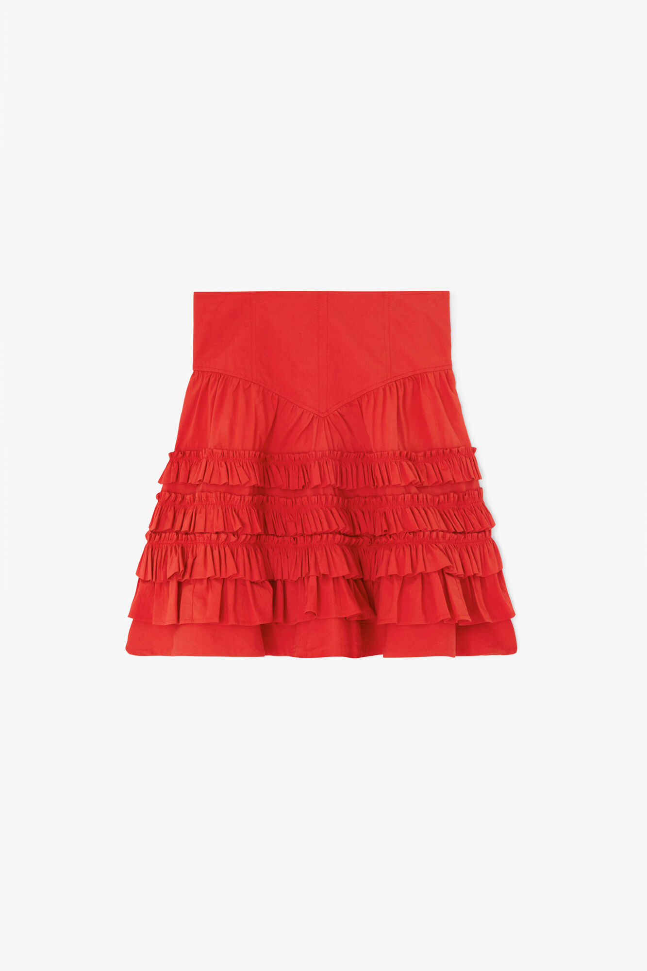 Skirt in Red Cotton, Organic Cotton, in colour Goji Berry - 1 - GANNI