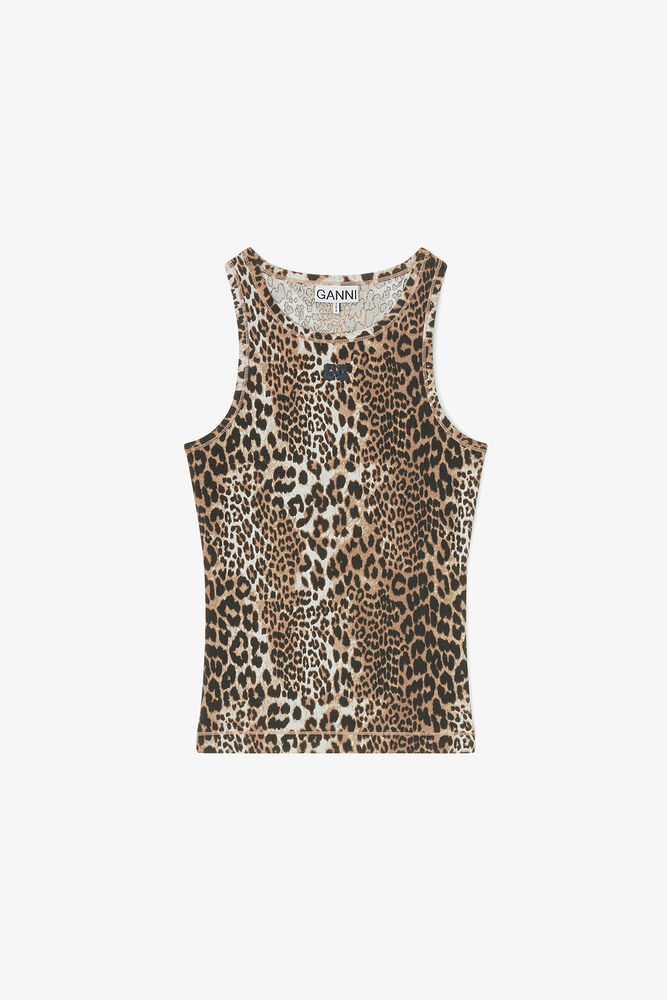 Leopard Rib Tank Top, Leopard