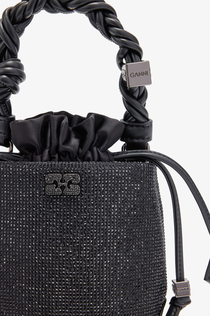 Sac GANNI Bou Bucket mini noir, Recycled Polyester, in colour Black - 3 - GANNI