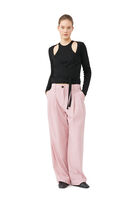 Pantalon plissé drapé en tissu mélangé, Elastane, in colour Pink Tulle - 1 - GANNI