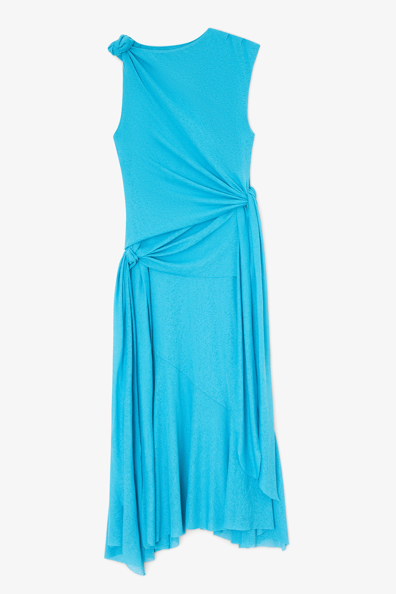 Long Dress in Marl Mesh, Recycled Polyester, in colour River Blue - 1 - GANNI