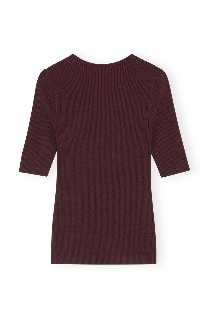 Melange-Strickbluse, Elastane, in colour Port Royale - 2 - GANNI