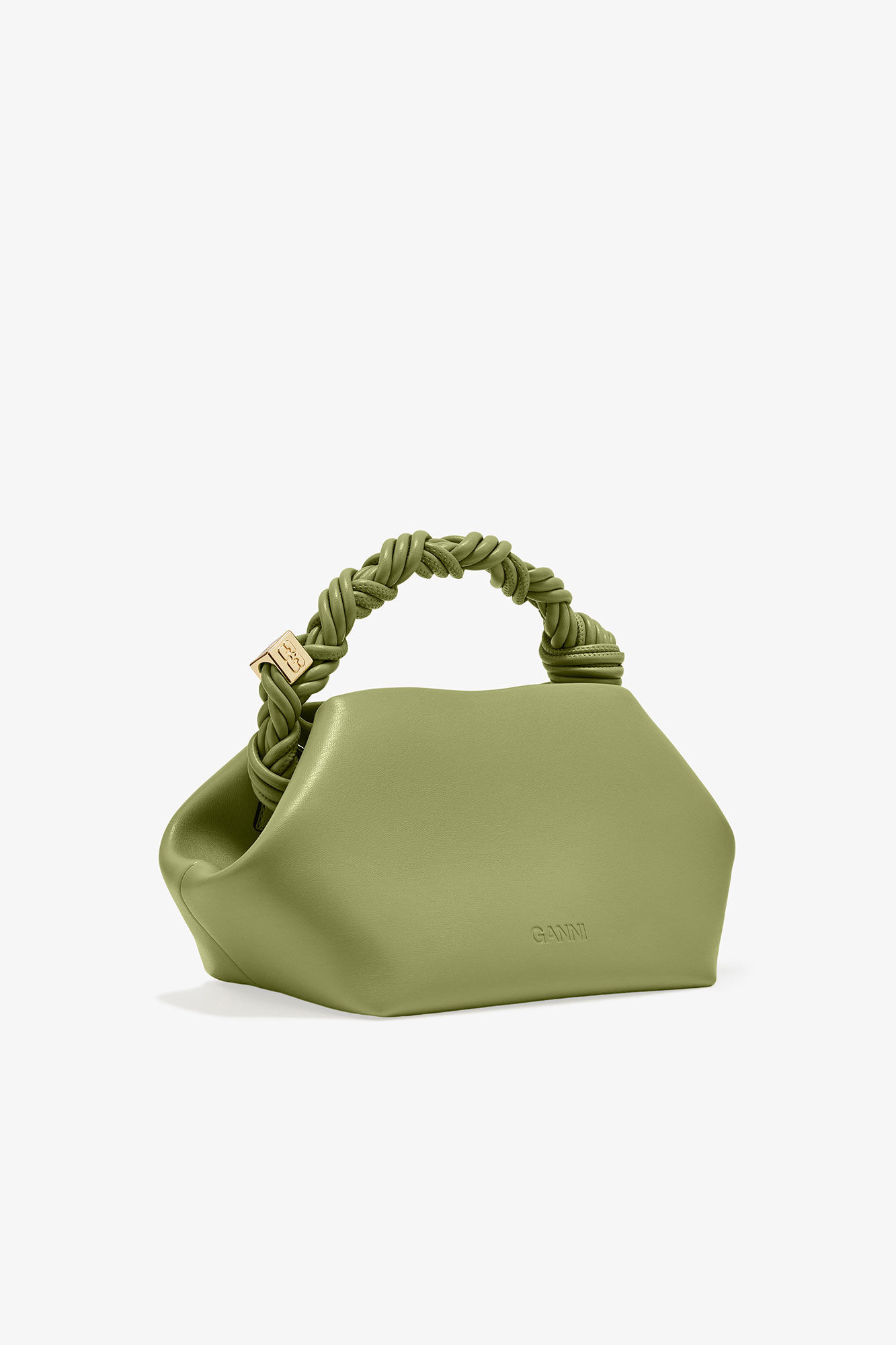 Light Green Small GANNI Bou Bag, Polyester, in colour Mosstone - 4 - GANNI