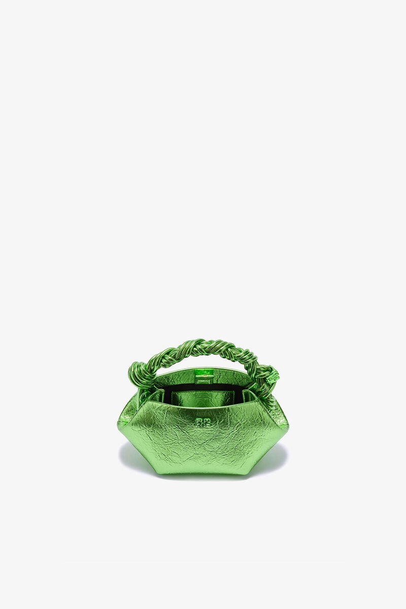 Metallic Mini Bou Bag, Polyurethane, in colour Greenery - 4 - GANNI