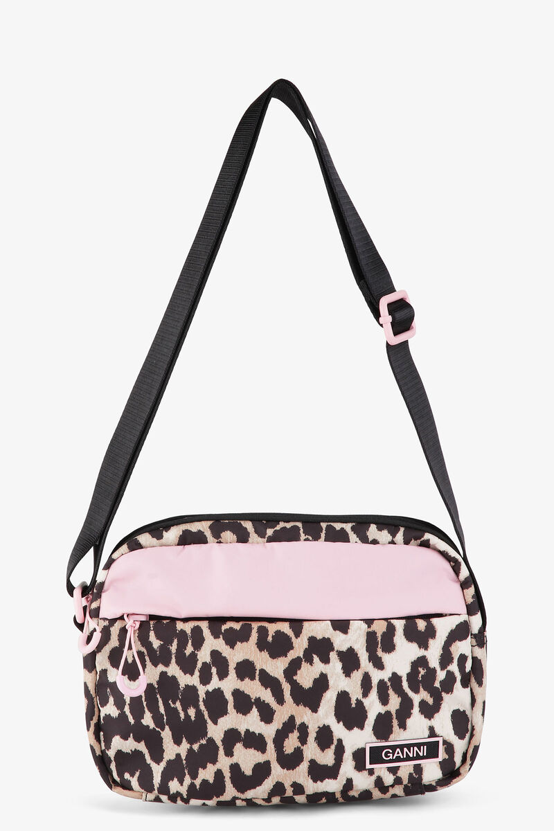 Recycled Festival Bag, Recycled Polyester, in colour Leopard - 1 - GANNI