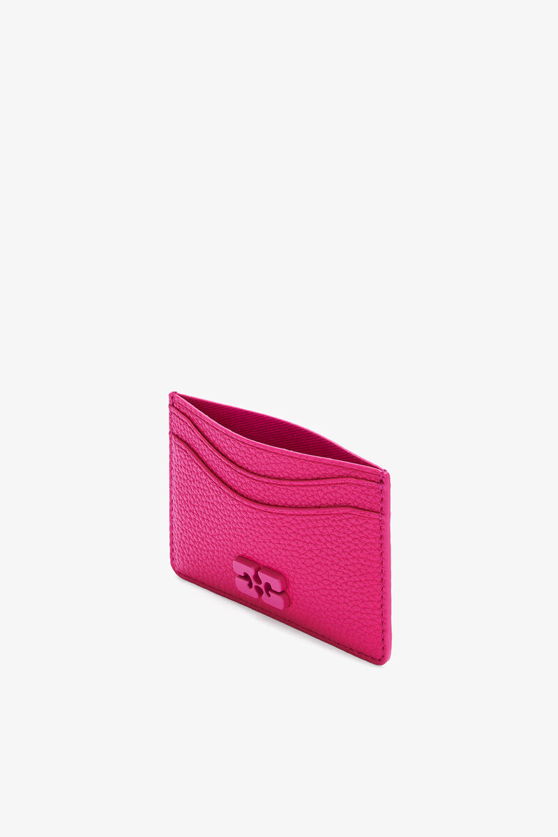 Bou Card Holder in Pink, Recycled Polyester, in colour Cabaret - 3 - GANNI
