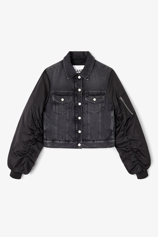 Black Rigid Denim Jacket, Black Washed