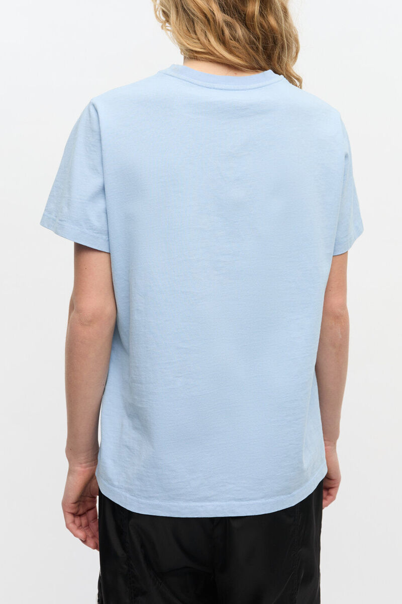 Blue Animal Print T-shirt, Organic Cotton, in colour Chambray Blue - 3 - GANNI