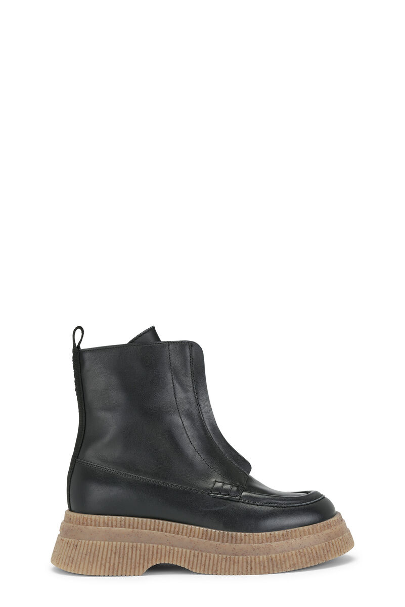 Creepers Wallaby Zip Boots, Leather, in colour Black - 1 - GANNI