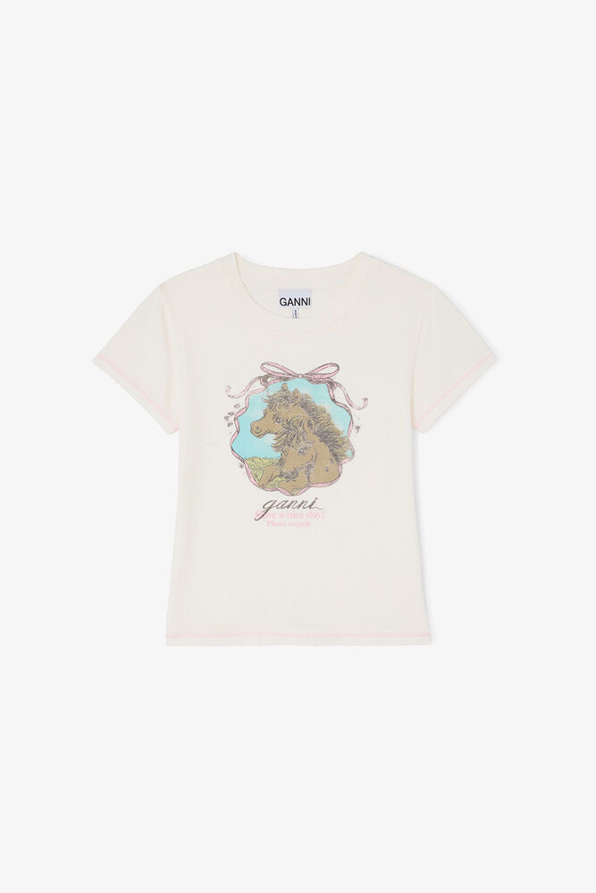Baby Fit T-shirt with Horses, Egret
